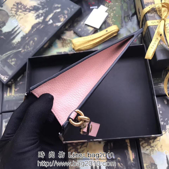 GUCCI古馳 歐洲正品原單 經典造型 手包系列 524299 黑皮拼粉皮 WTG1573